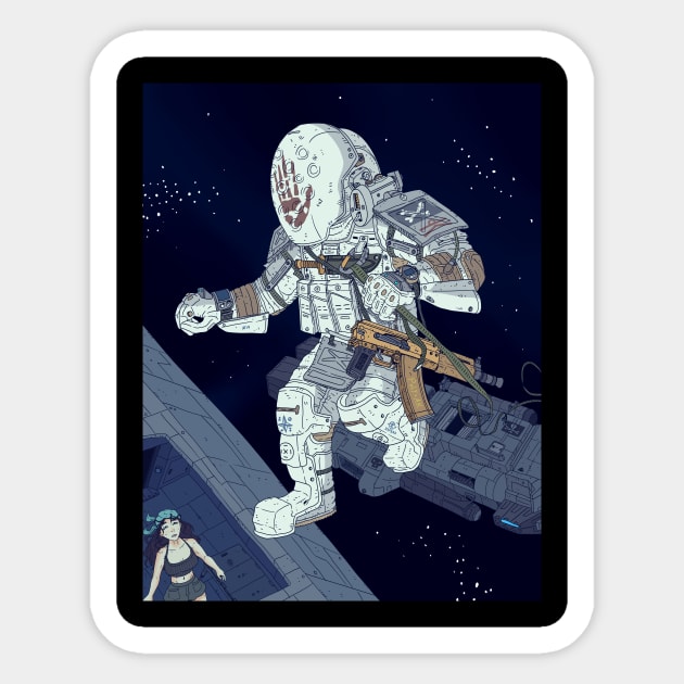 Astronaut, zero G Space pirate raid. Sticker by JJadx